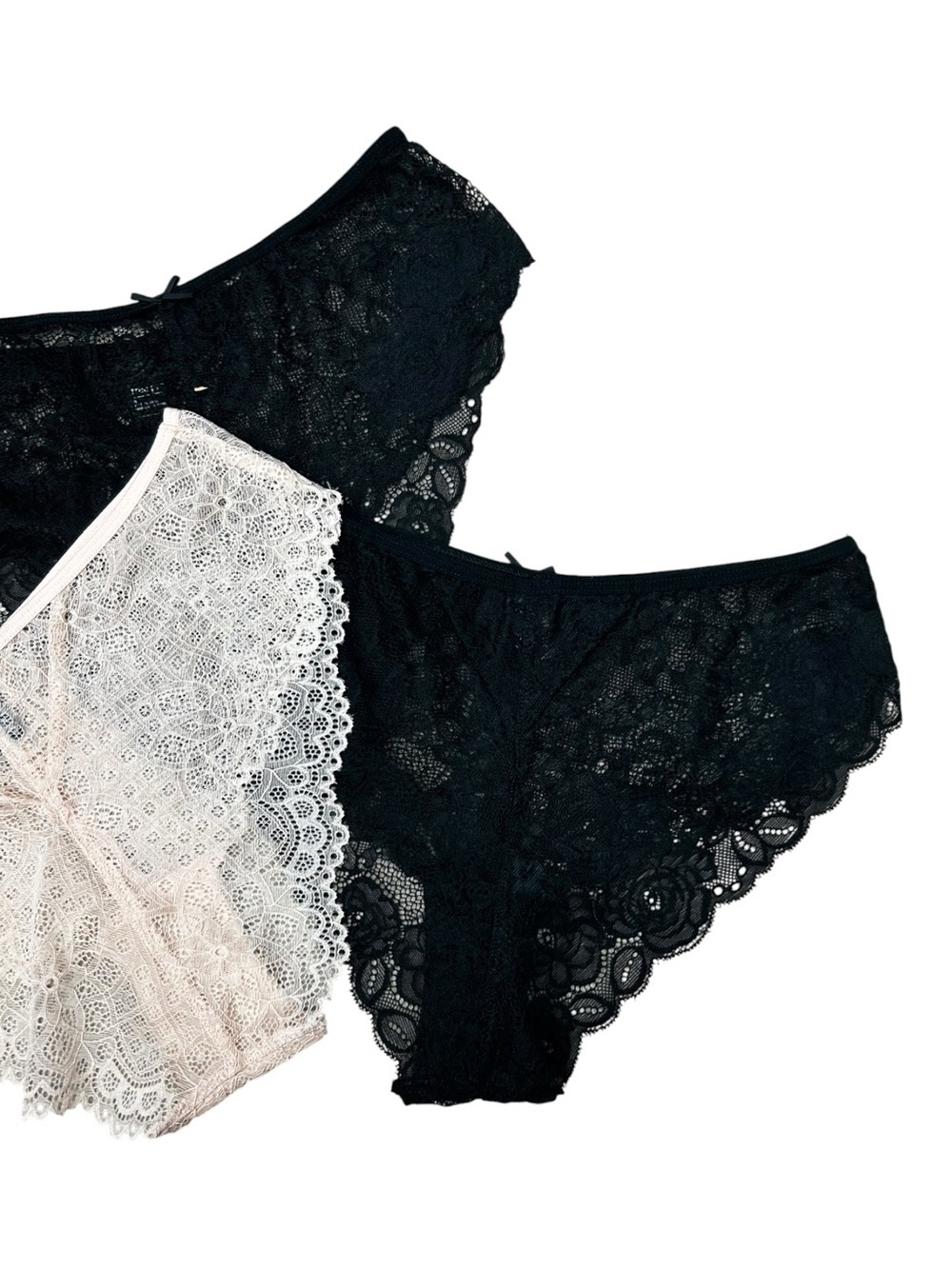 Free Press Lace Bikini Panty Lot Size M Black Ivory Floral Lace Underwear 3 Pack - Picture 3 of 8